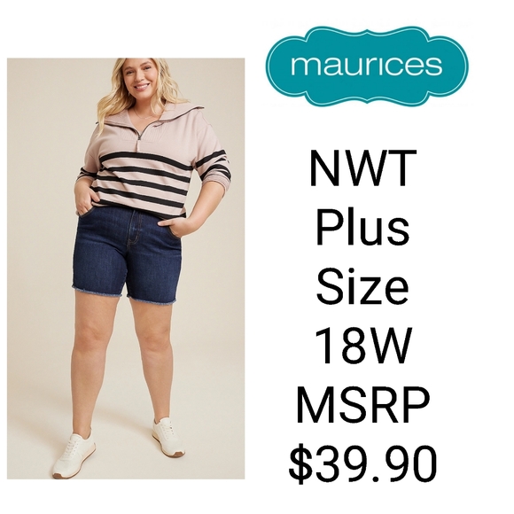 NWT Maurices m jeans Classic Mid Rise 8in Bermuda Short Plus Size 18W - Picture 1 of 6